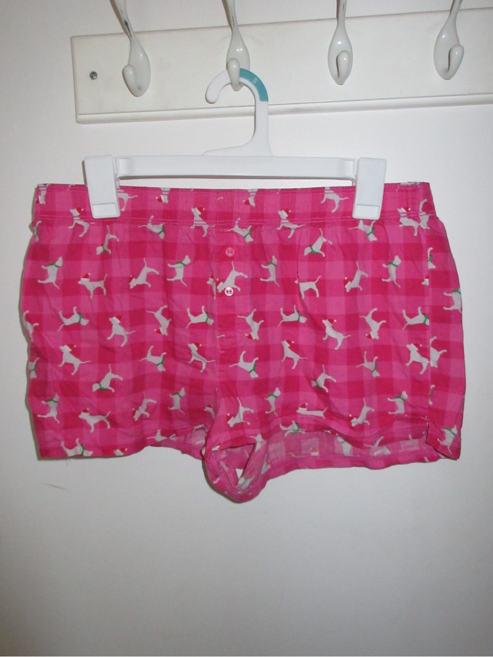 PINK Plaid Dog Print Shorts